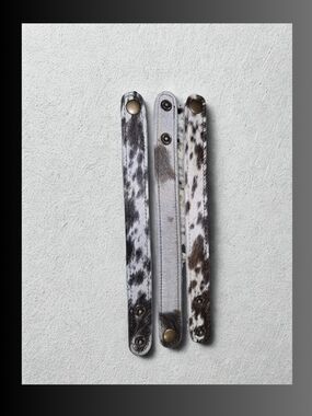 🔥 Cowhide Snap Bracelet Trio - Speckled Brown & White